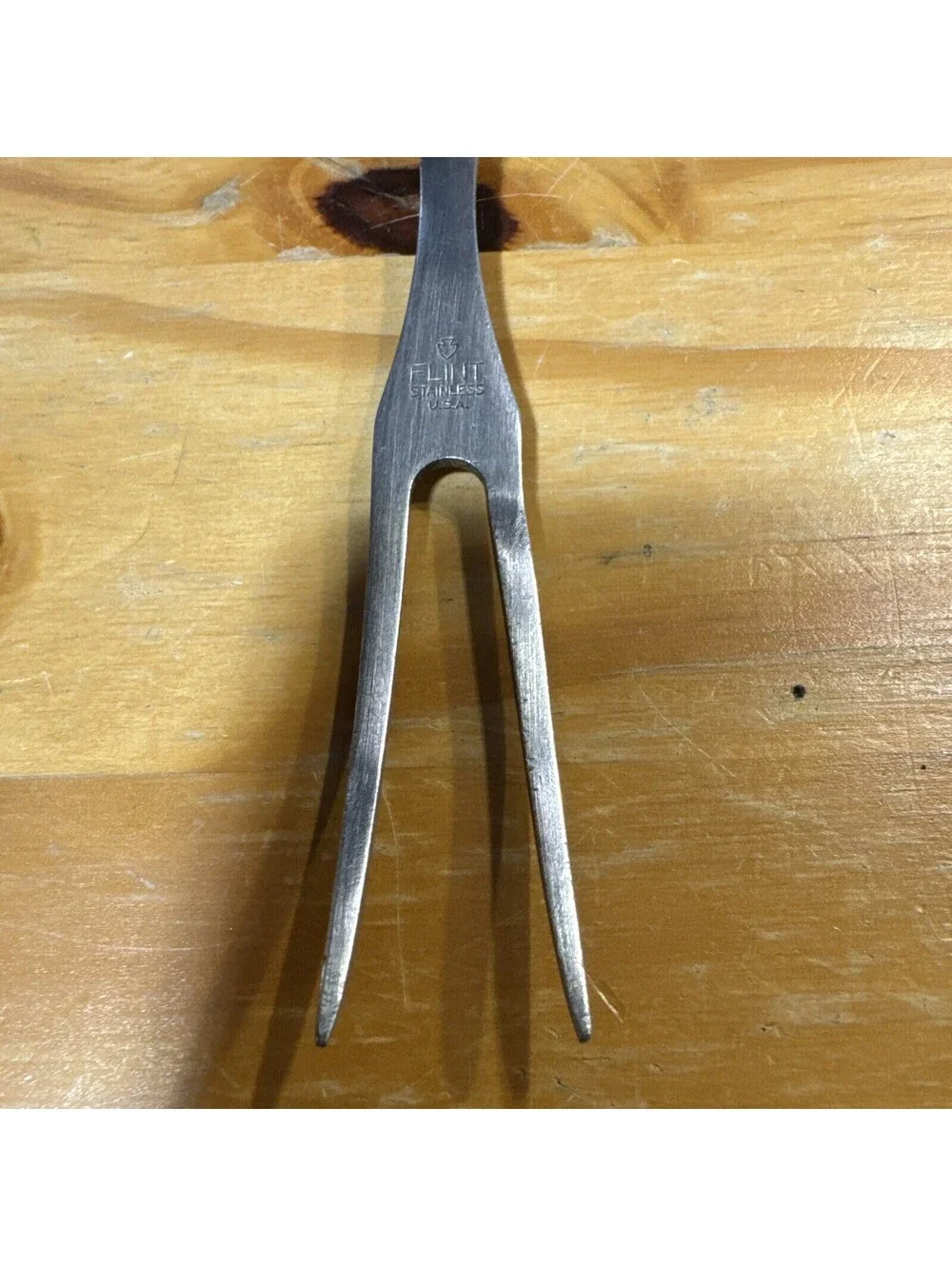 Ekco Flint Arrowhead MEAT FORK Turning Carve Stainless Steel Heavy Duty USA